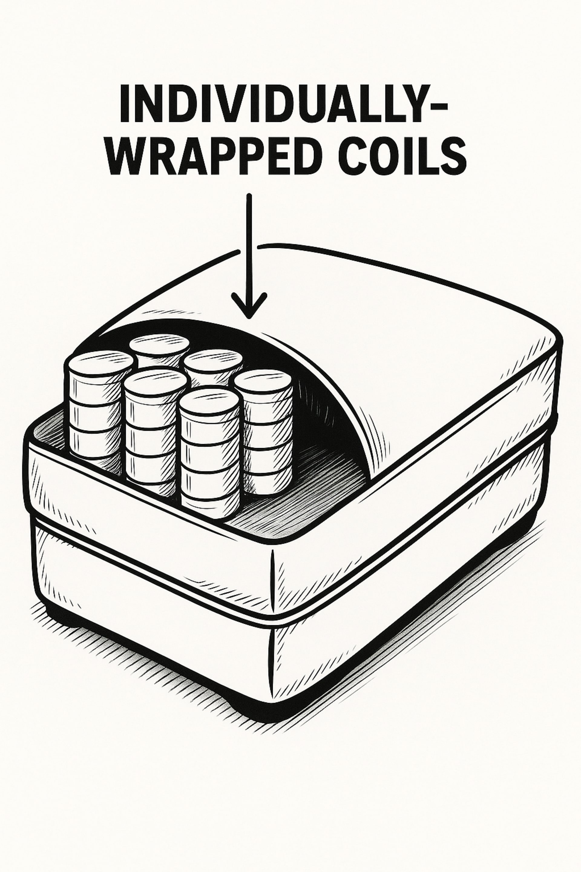 Individually-wrapped coil cushion graphic