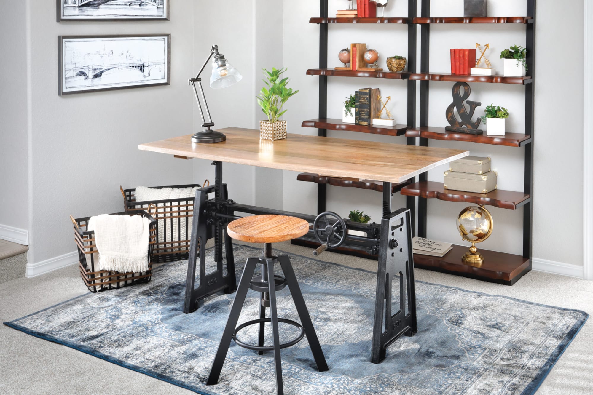 Adjustable desk in a contemporary office