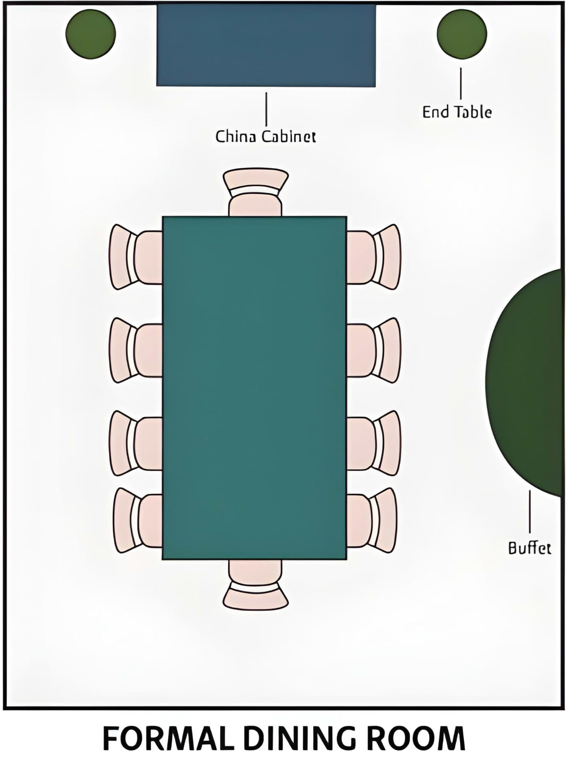 Graphic of the formal dining room layout
