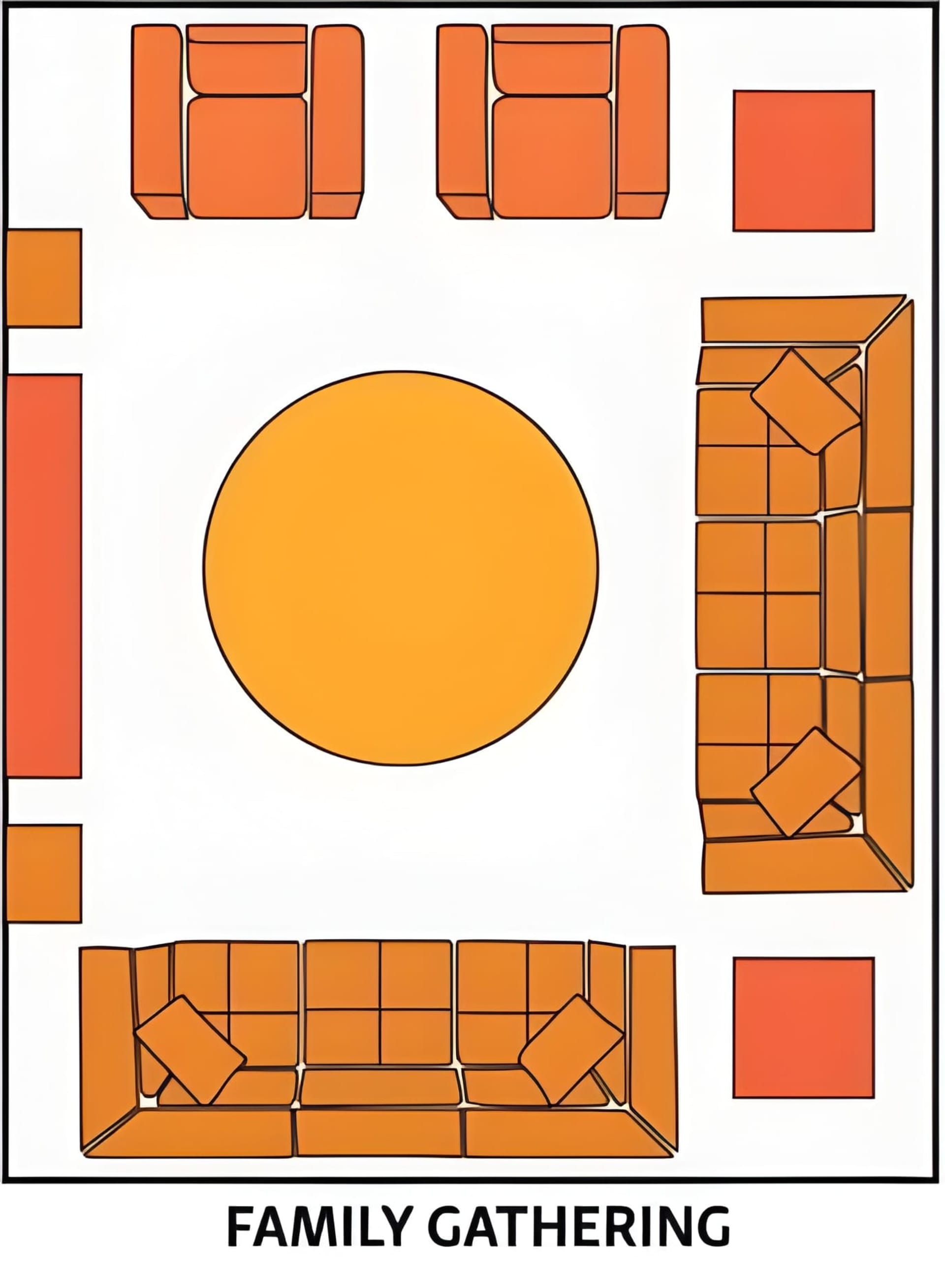 Graphic of the family gathering living room layout