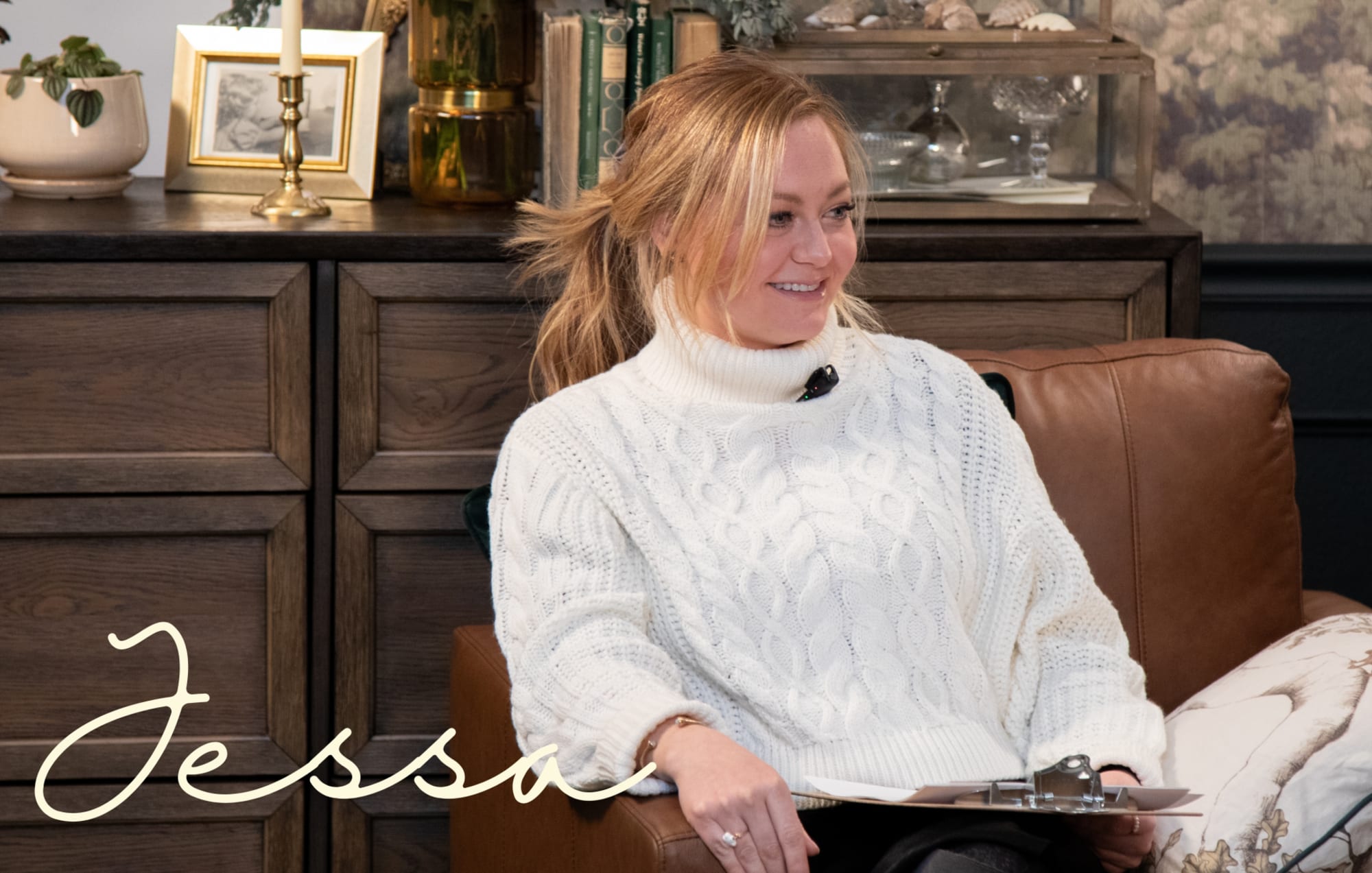 Seated Podcast Host Jessa