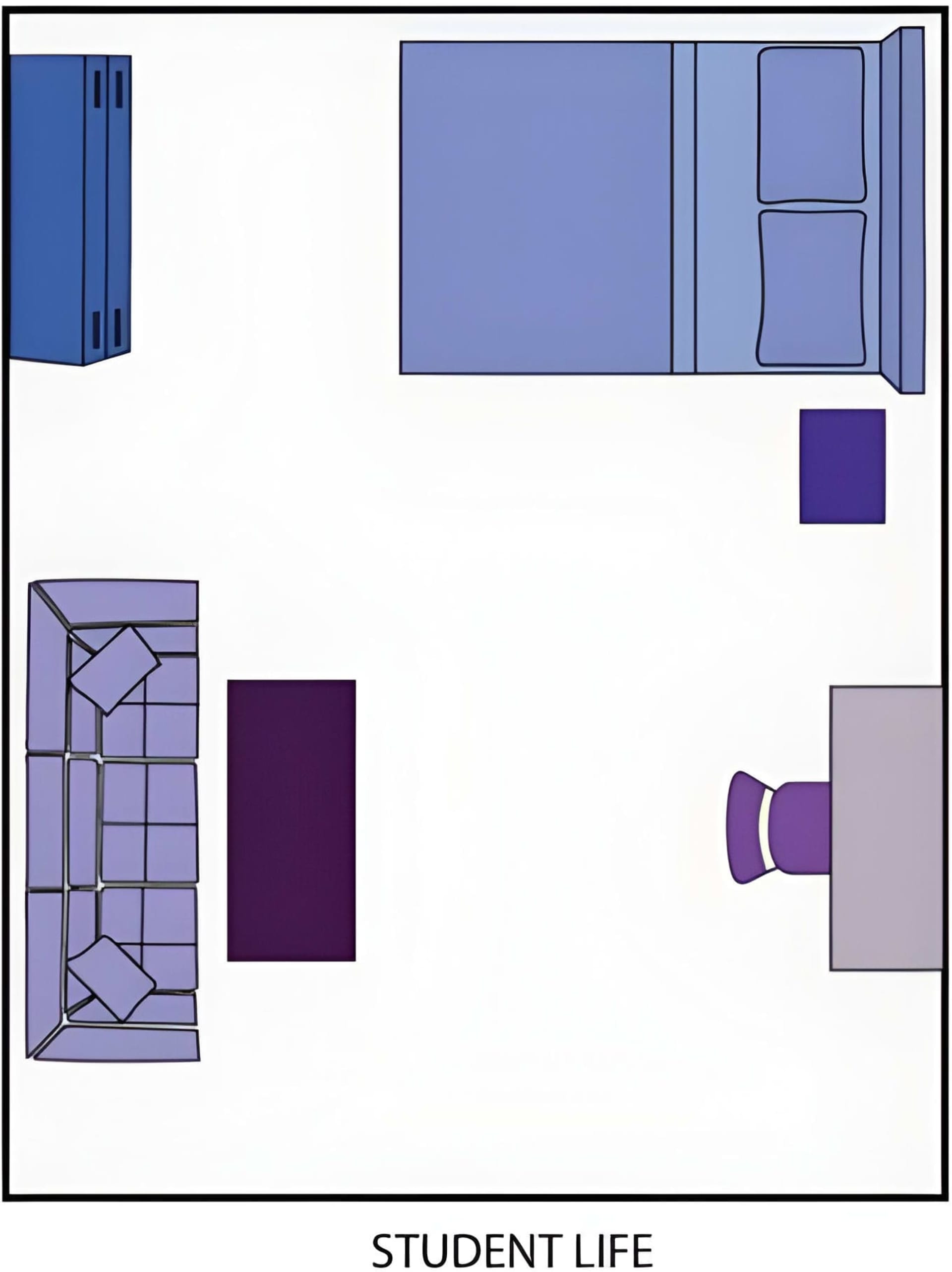 Student life studio apartment layout