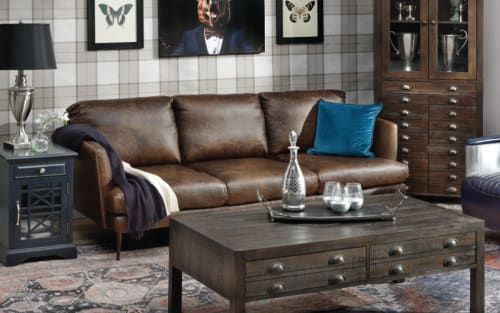 Brown Sofa, Brown Wooden Coffee Table and Other Eclectic Decoratively Styled Products