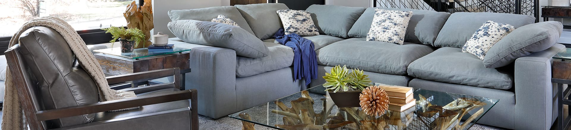 Contemporary Living Room with Upholstered Furniture