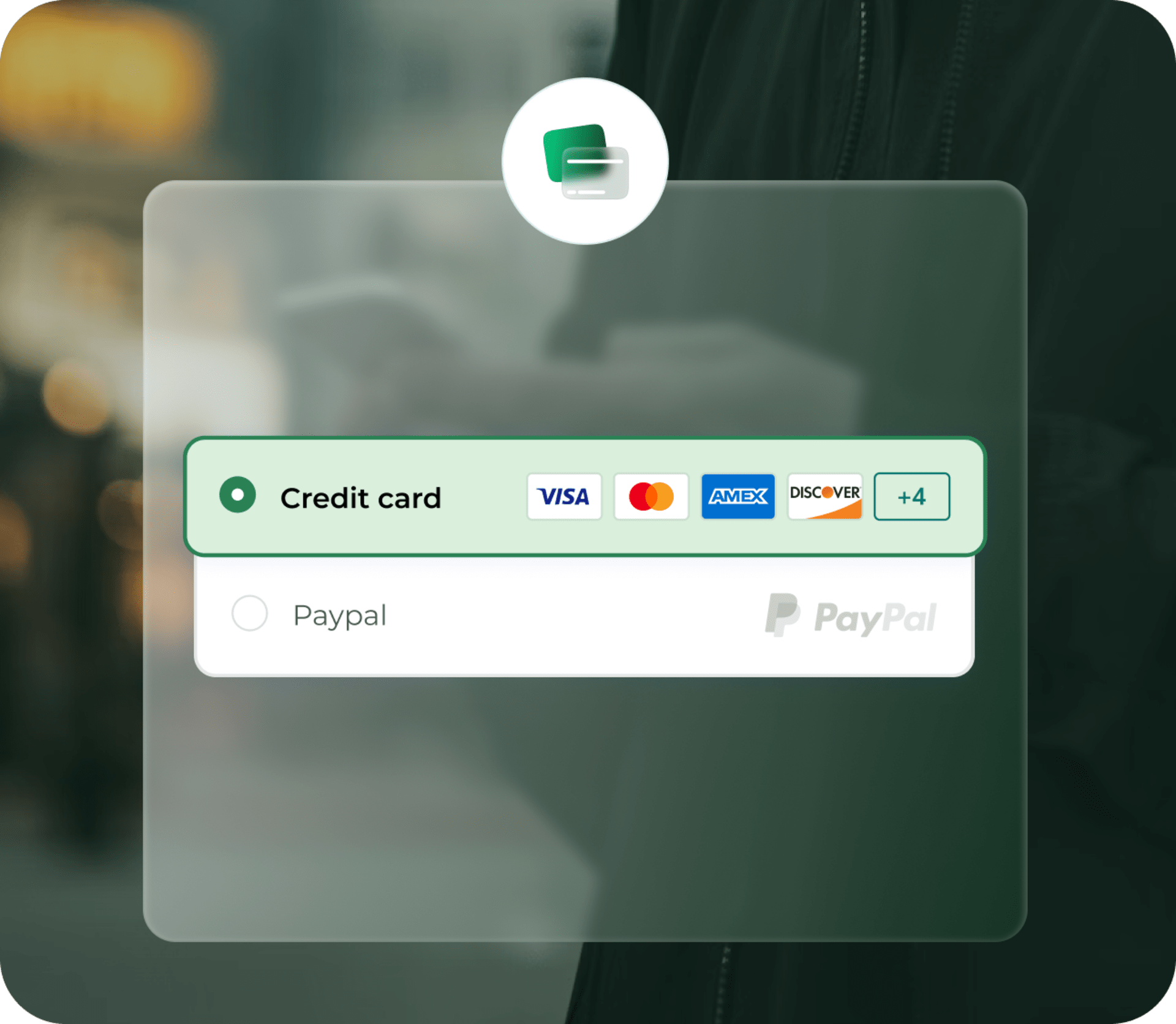 Credit Card: Visa, Mastercard, Amex, Discover +4. Paypal.
